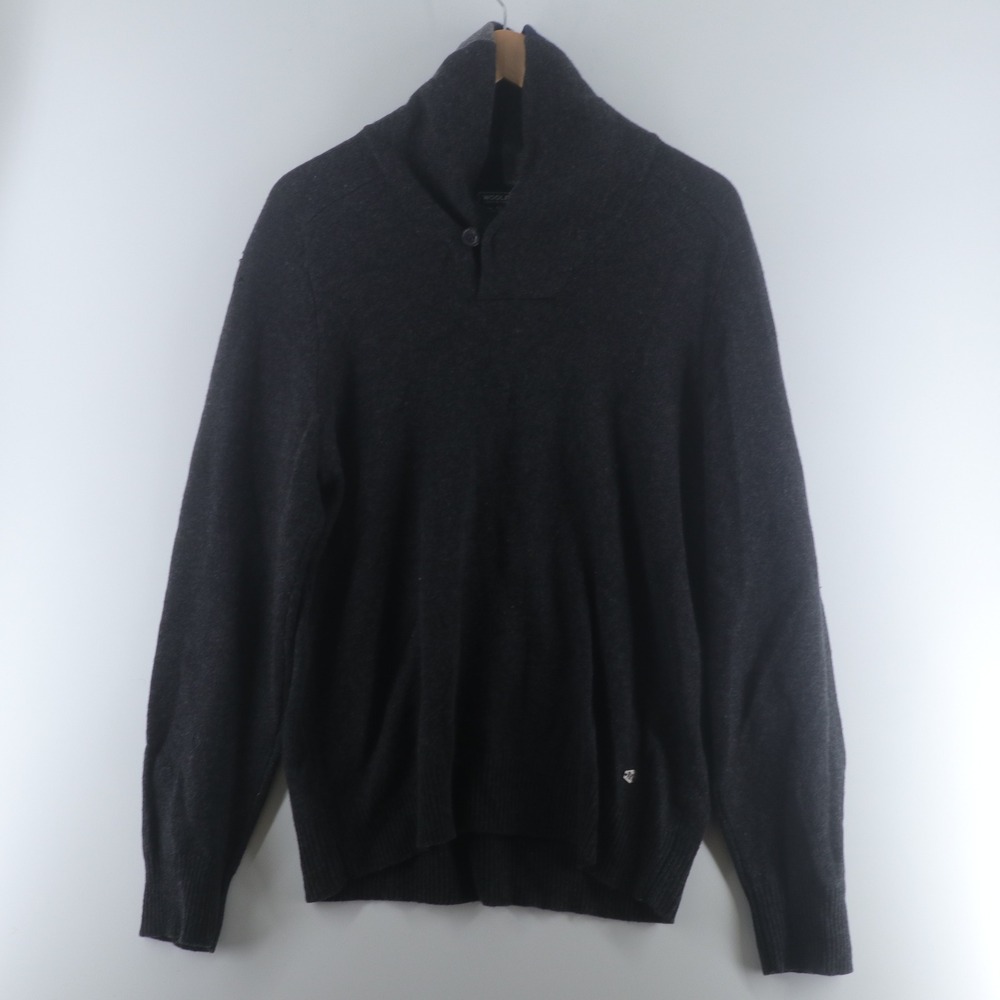 Woolrich Shawl Collar Sweater Mens M Gray Good Cashmere Wool 112MWOMAG1327 LC01